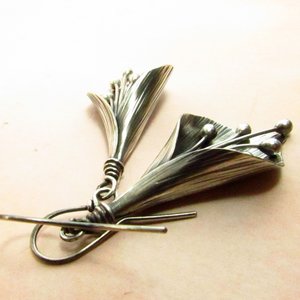 Large Silver Lily Earrings, Argentium Sterling Artisan Earrings, Elegant Flower Jewelry
