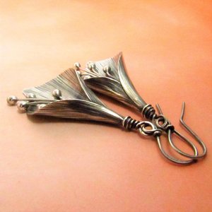 Large Silver Lily Earrings, Argentium Sterling Artisan Earrings, Elegant Flower Jewelry