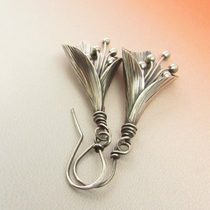 Large Silver Lily Earrings, Argentium Sterling Artisan Earrings, Elegant Flower Jewelry