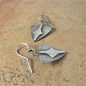 Geometric Argentium Silver Earrings, Evening Star