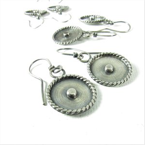 Modern Argentium Sterling Silver Disk Earrings, Edgy, Contemporary And Stylish Everyday Jewelry