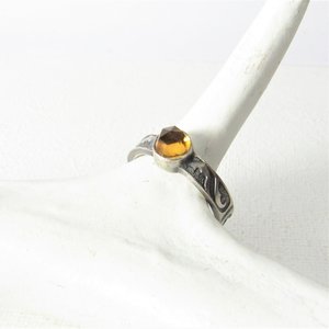 Citrine Sterling Silver Ring, Size 7, Wave Band