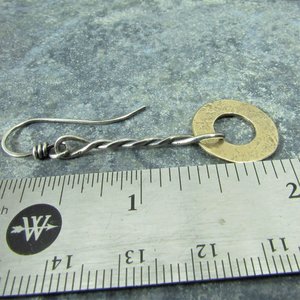 Mixed Metal Disk Earrings, Argentium Sterling Silver And Bronze, Two Tone