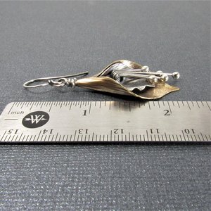 Mixed Metal Lily Earrings, Exotic Flower Earrings In Two Tone Bronze And Sterling Silver
