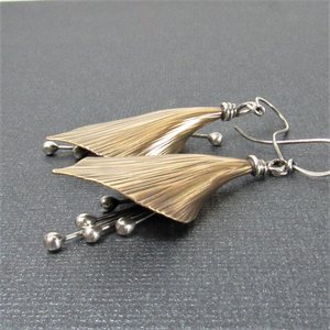 Mixed Metal Lily Earrings, Exotic Flower Earrings In Two Tone Bronze And Sterling Silver