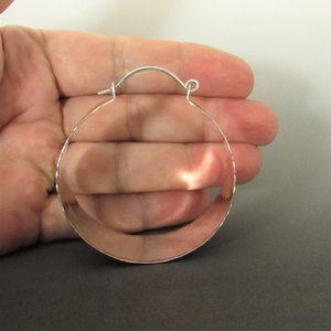 Hammered Argentium Sterling Silver Hoop Earrings, Large Statement Jewelry