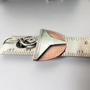 Higher Realm Mixed Metal Earrings, Abstract Angel, Copper And Sterling Silver