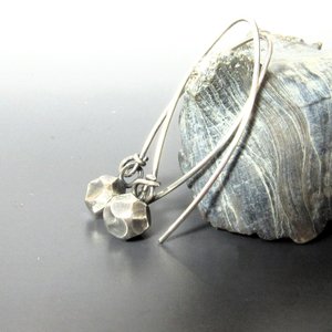 Sterling Silver Faceted Nugget Dangle Earrings
