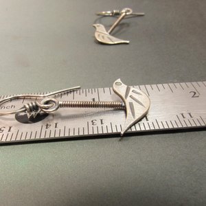 Argentium Sterling Silver Bird Earrings, Gift For Bird Enthusiast