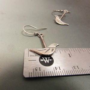 Argentium Sterling Silver Bird Earrings, Gift For Bird Enthusiast