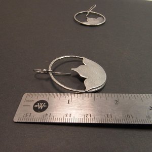Argentium Sterling Silver Lotus Earrings, Large Floral Dangle Hoops, Boho Statement Jewelry