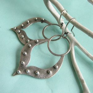 Sterling Silver Lotus Earrings, Exotic Tribal Inspired Jewelry