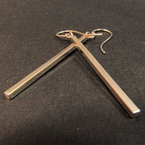 Long, Edgy Sterling Silver Stick Earrings, Argentium Jewelry
