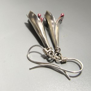 Large Mixed Metal Flower Earrings – Argentium Sterling Silver & Flame-Reddened Copper