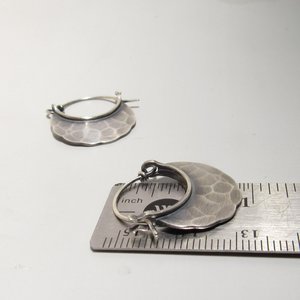 Hammered Argentium Sterling Silver Hoop Earrings | Handmade Minimalist Jewelry
