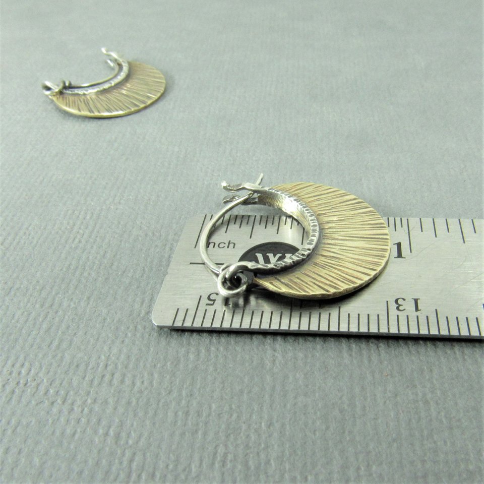 Bronze Hoop Earrings, Sterling Silver, Rustic Everyday Hoops