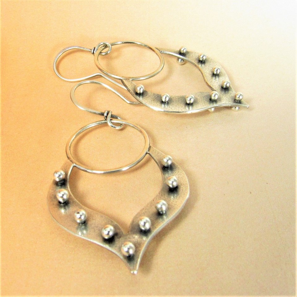 Sterling Silver Lotus Earrings, Exotic Tribal Inspired Jewelry