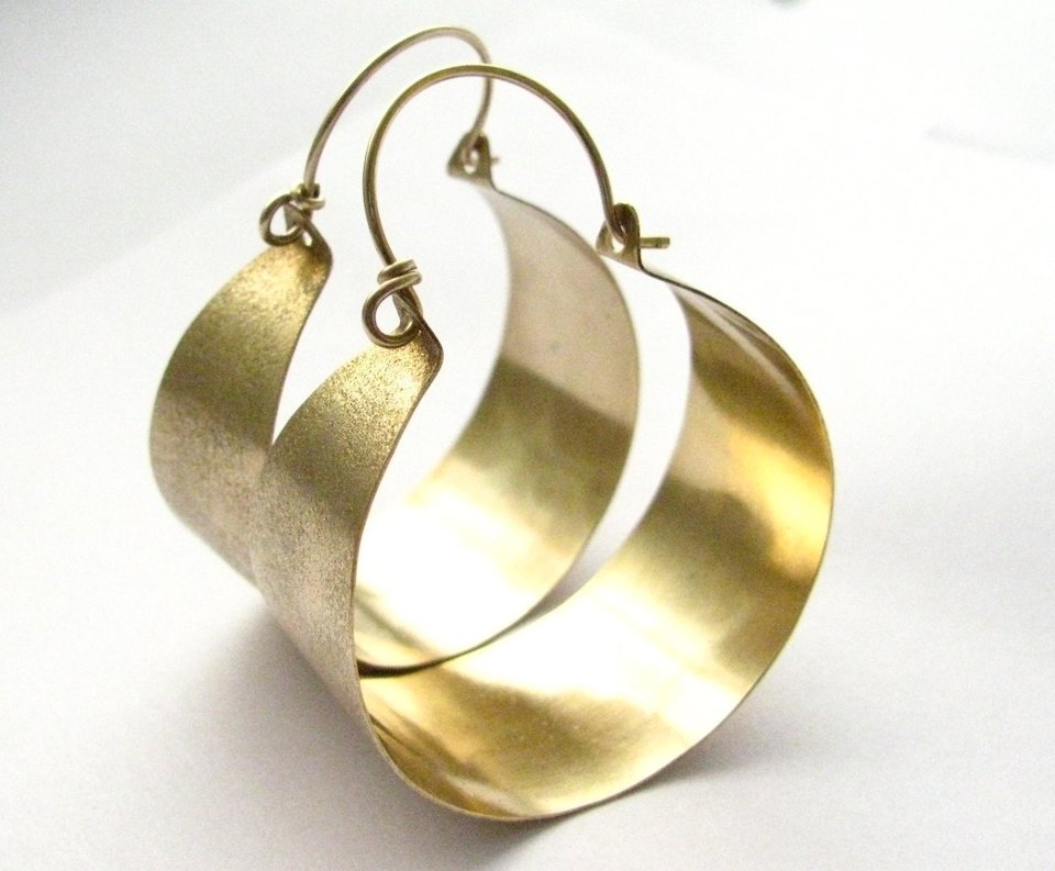 Large Bronze Hoop Earrings With Gold Fill Ear Wires, Big Hoops, Bold Statement Earrings