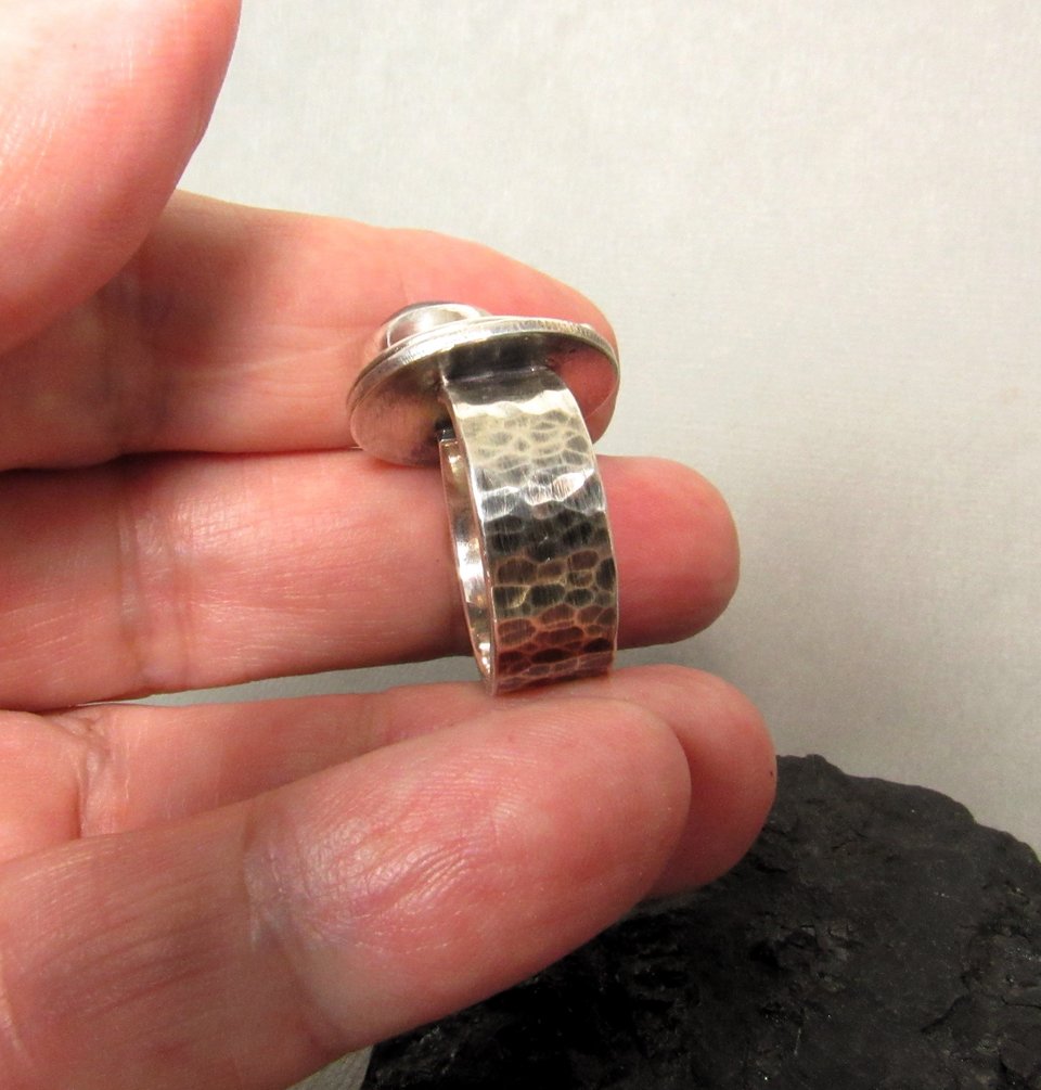 Labradorite Moon Ring, Sterling Silver Celestial, Lunar Jewelry, Size 7.75 or 8