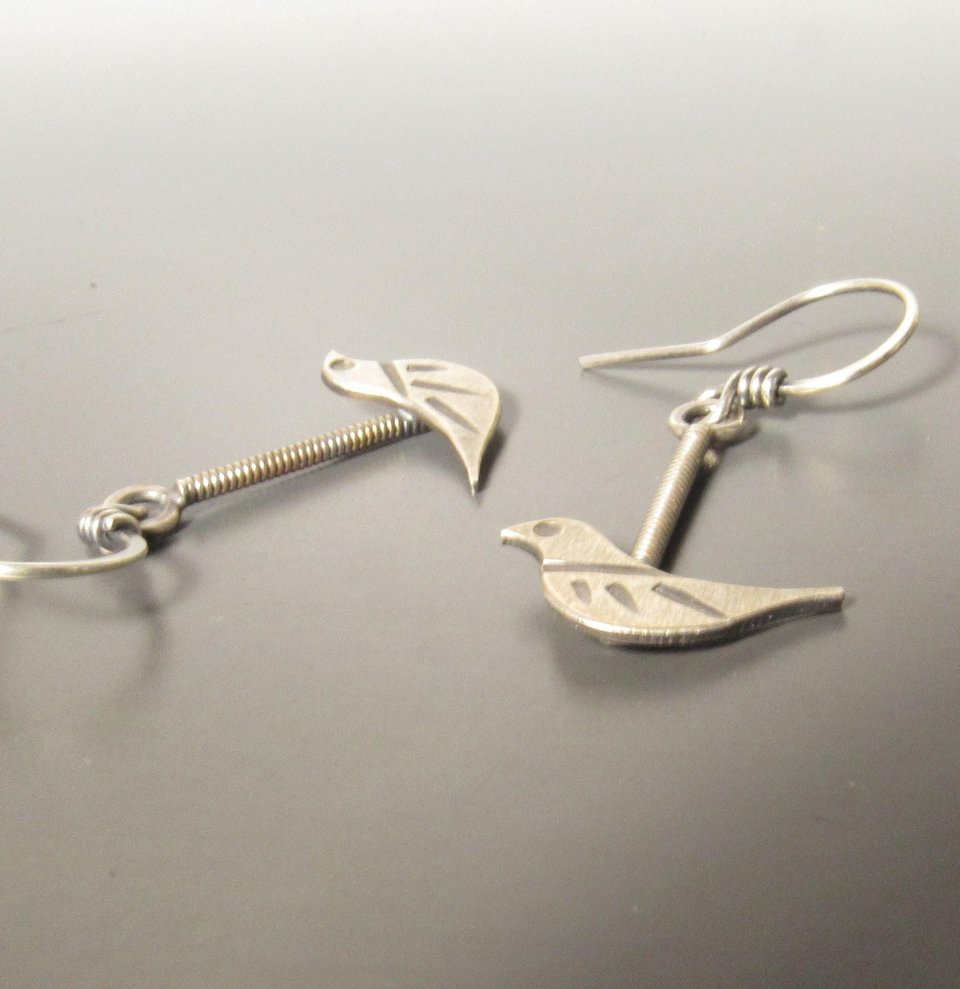 Argentium Sterling Silver Bird Earrings, Gift For Bird Enthusiast