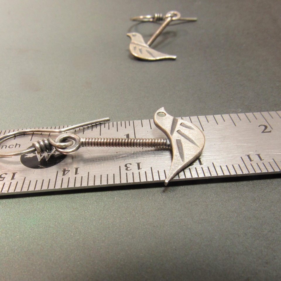 Argentium Sterling Silver Bird Earrings, Gift For Bird Enthusiast