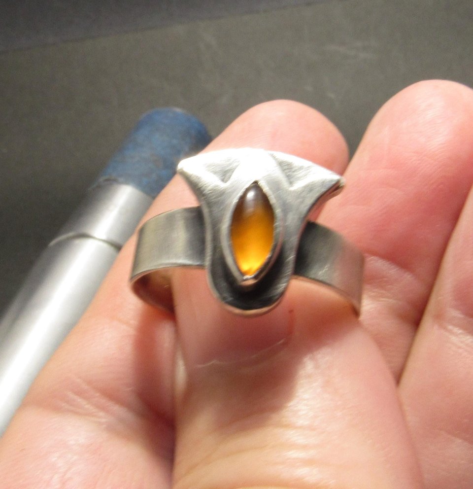 Carnelian Lotus Ring In Argentium Sterling Silver, Egyptian Inspired, Floral Size 6.25 - 7