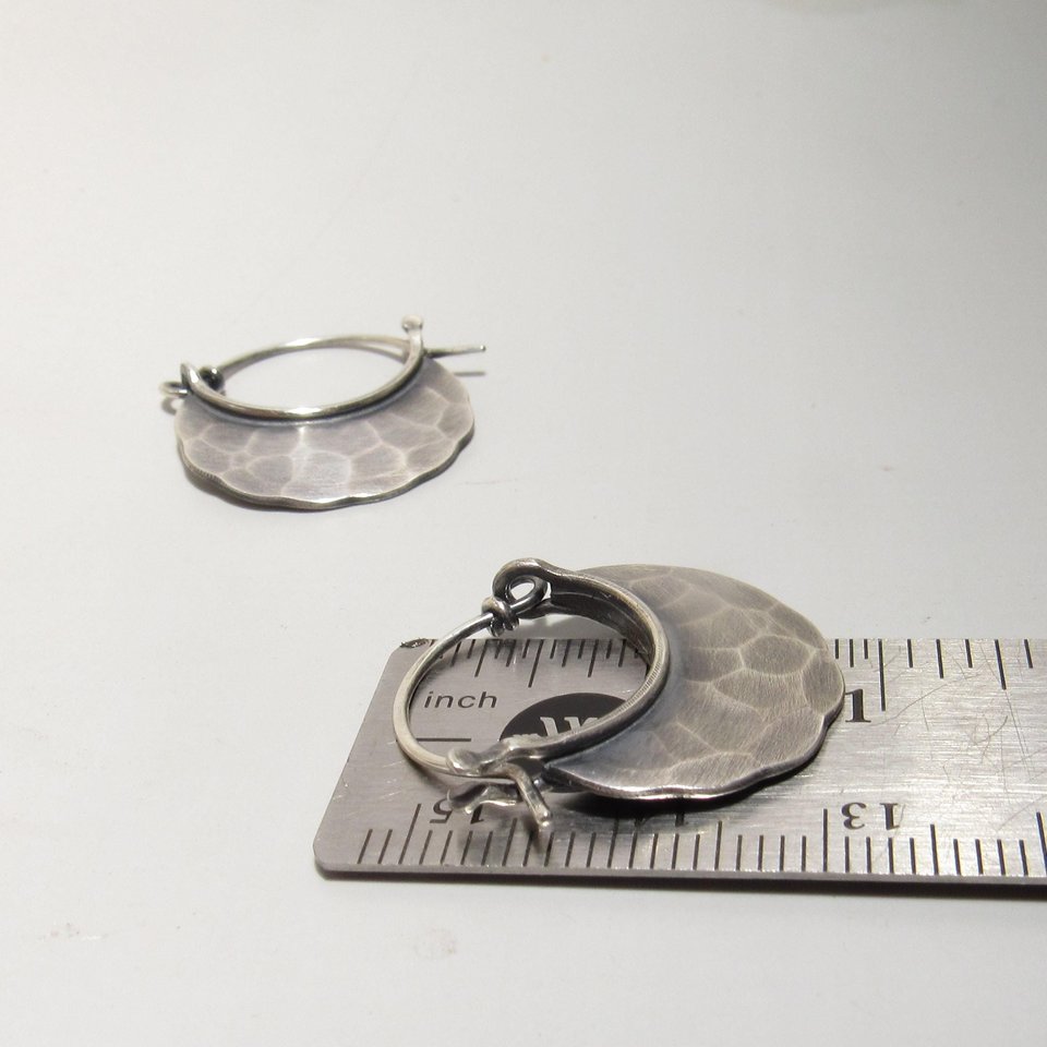 Hammered Argentium Sterling Silver Hoop Earrings | Handmade Minimalist Jewelry
