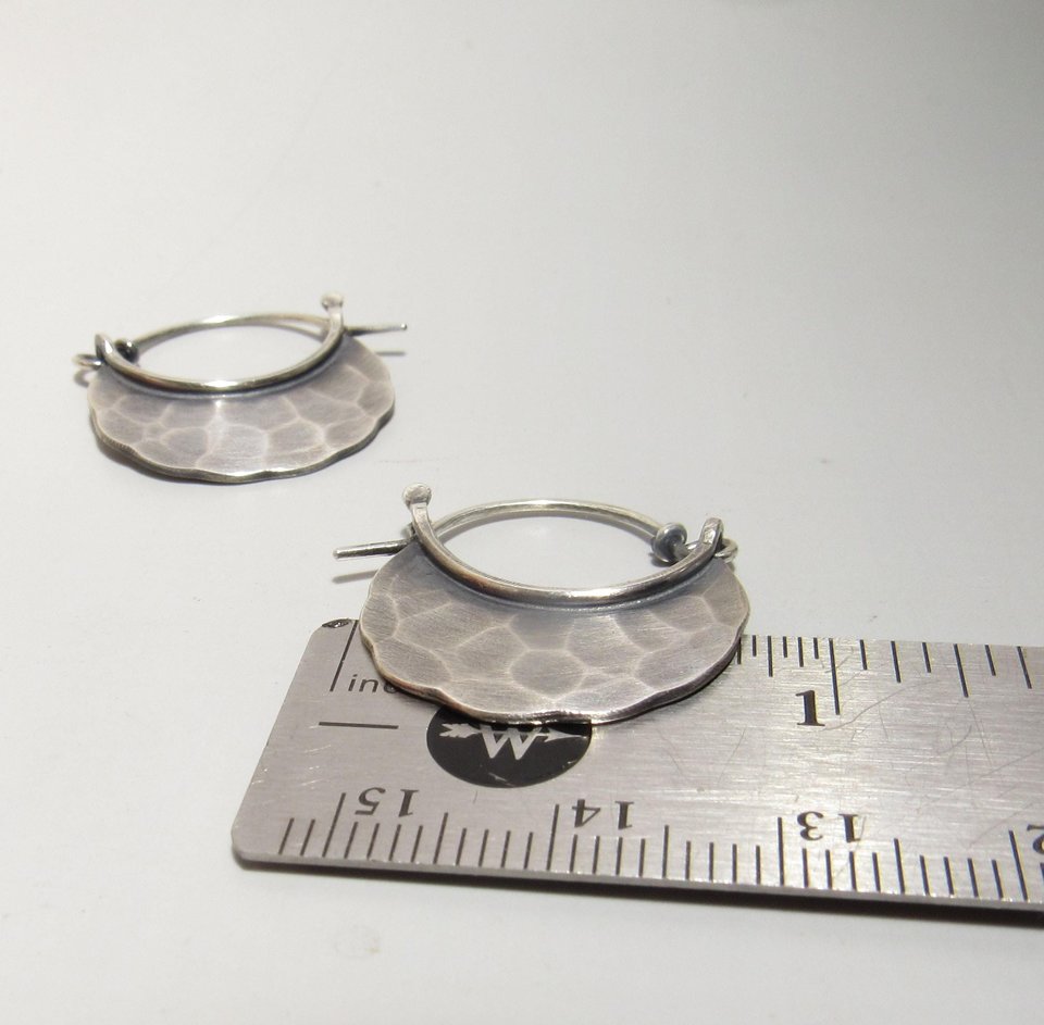 Hammered Argentium Sterling Silver Hoop Earrings | Handmade Minimalist Jewelry