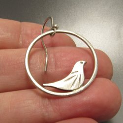Swingy Argentium Silver Bird  Earrings
